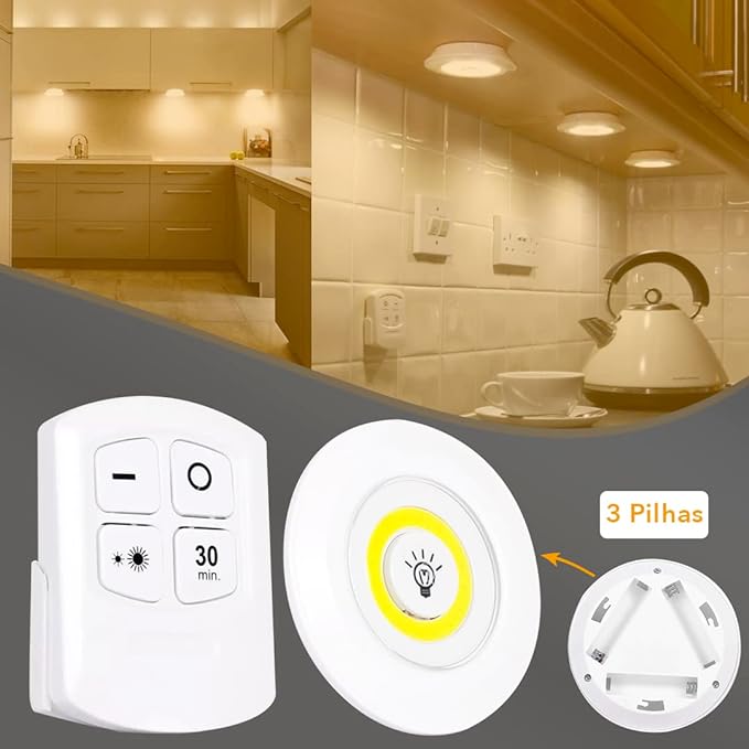 3x Wireless Remote Control Led Spot Light Lamp Kit