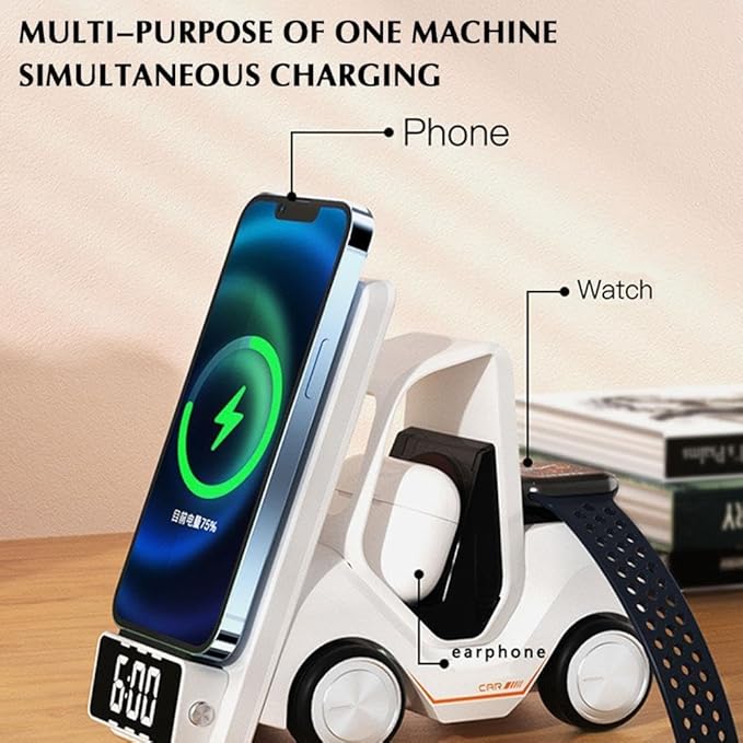 T20 Multifunctional Car Clock Charger Suitable For Mobile Phones Headphones Watches Desktop Fast In Charging Wireless Three