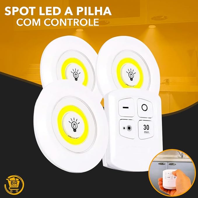 3x Wireless Remote Control Led Spot Light Lamp Kit