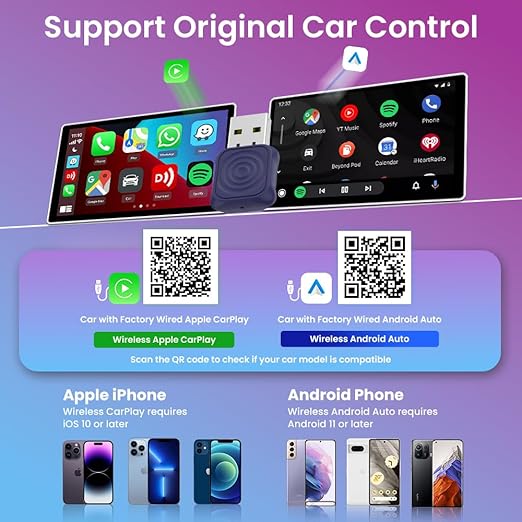 MINI Wireless CarPlay Android Auto Adapter, Ultra Series, Easy to Hide, Stable Connection