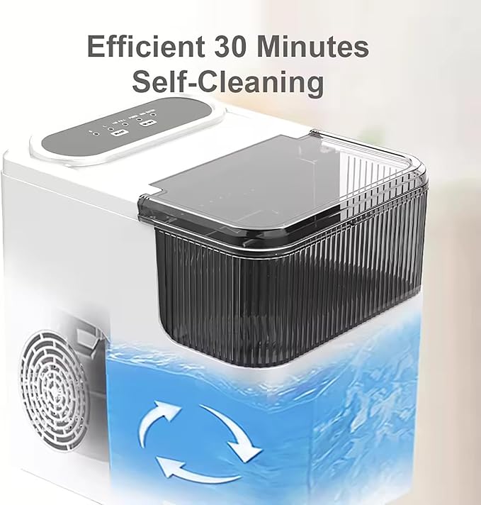 Countertop Ice Maker, One-Click Operation Ice Machine, with Self-Cleaning, 12kg/24H, Removable Ice Basket, for Home,Kitchen,Office, Bar Party