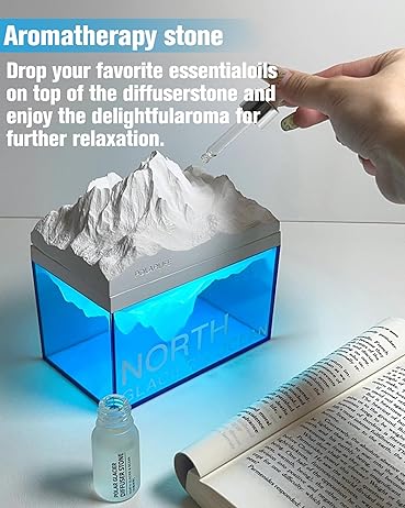 EQURA Decor Glacial Night Light, Rechargeable Bedside Lamp with Soothing White Noise Sound, Portable Ambient Night Light for Adults Bedroom