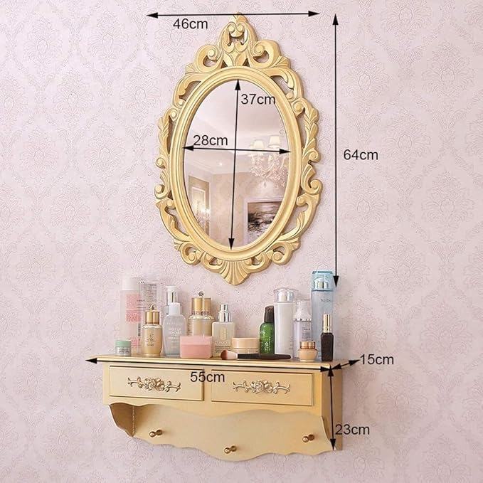 Exquisite dressing table Wall-mounted Dressing Table Mirror Mini Bedroom Bathroom Small Apartment Modern Minimalist Cabinet for Women, Girl