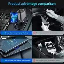 4 in 1 120W Retractable Car Charger USB Type C Cable for iPhone Samsung Super Fast Charging Cigarette Lighter Adapter