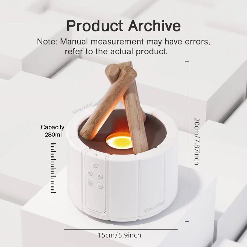PGT-STORE Oil Diffusers,Aromatherapy Diffuser, Bonfire Flame Style/ Humidifier /Mist Mode, Waterless Auto Off Air Diffuser for Home/ Office/ Room/Minimalist/ Modern 21.6 *16 *15.6 cm/1 PC