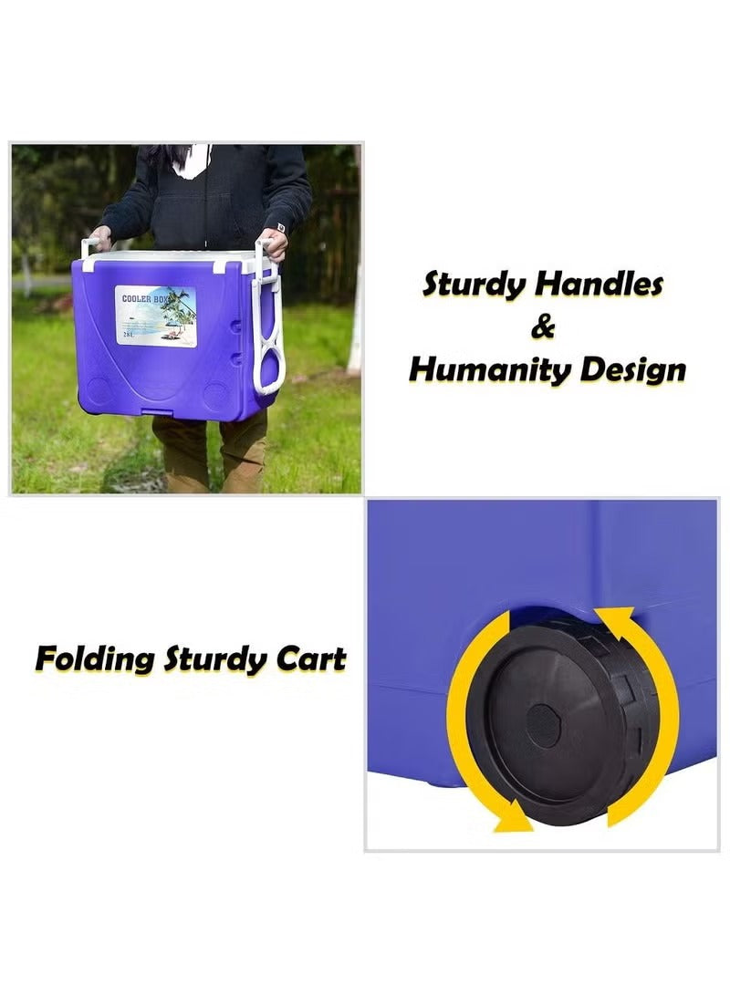 Expandable Cool Box with Wheels and Foldable Picnic Table for Camping