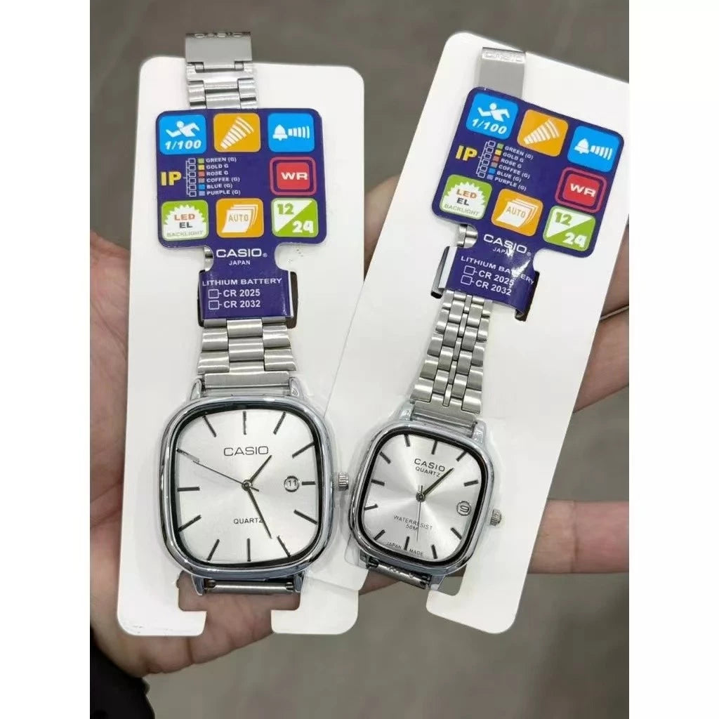 Couple watches with Calendar Stainless Steel Strap