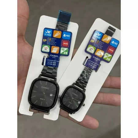 Couple watches with Calendar Stainless Steel Strap