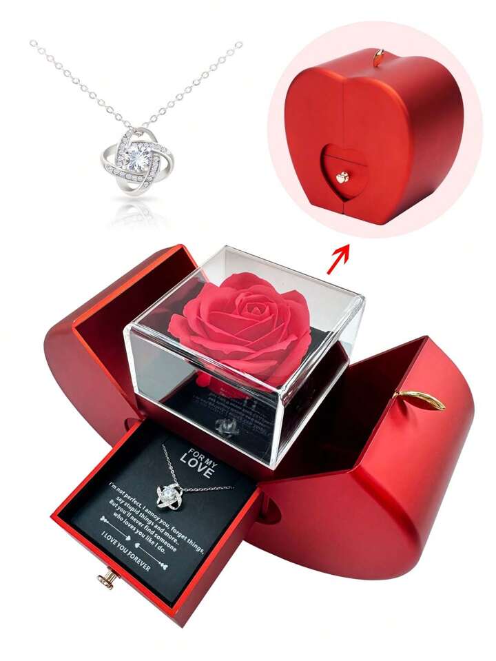 Real Rose Birthday Gifts for Her Girlfriend Wife on Valentines Mothers Day, Christmas, Anniversary - Preserved Rose Gift with Sterling Silver Necklacke