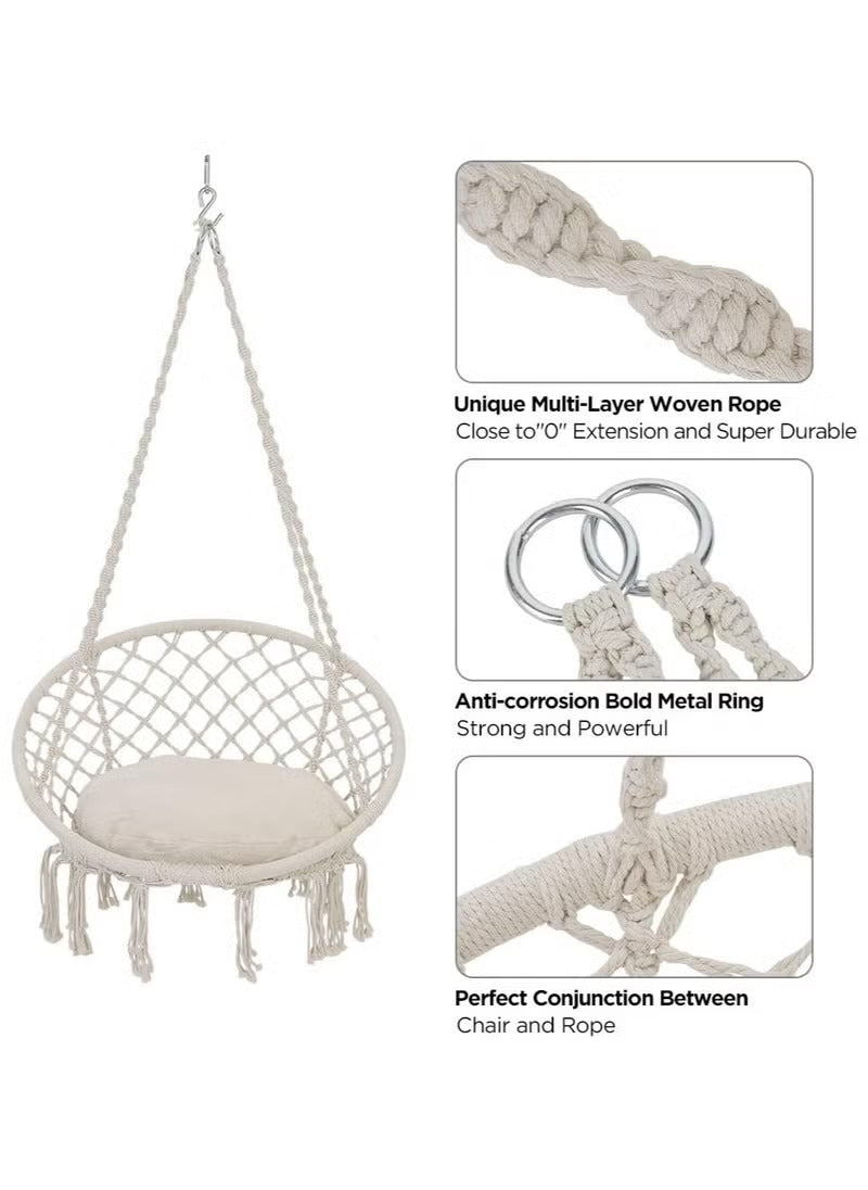 Hanging Hammock Swing Chair for Indoor and Outdoor Patio with Adjustable Height