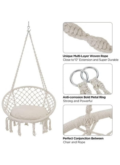 Hanging Hammock Swing Chair for Indoor and Outdoor Patio with Adjustable Height