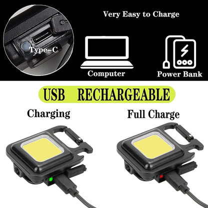 4 pcs Mini Flashlight, 800Lumens COB Bright Rechargeable Keychain Flashlights