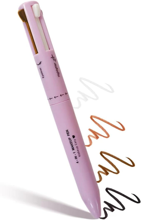 4-in-1 Makeup Pen, Multi-Function Travel Touch Up Pen, Eye Liner, Brow Liner, Lip Liner, & Highlighter Pen