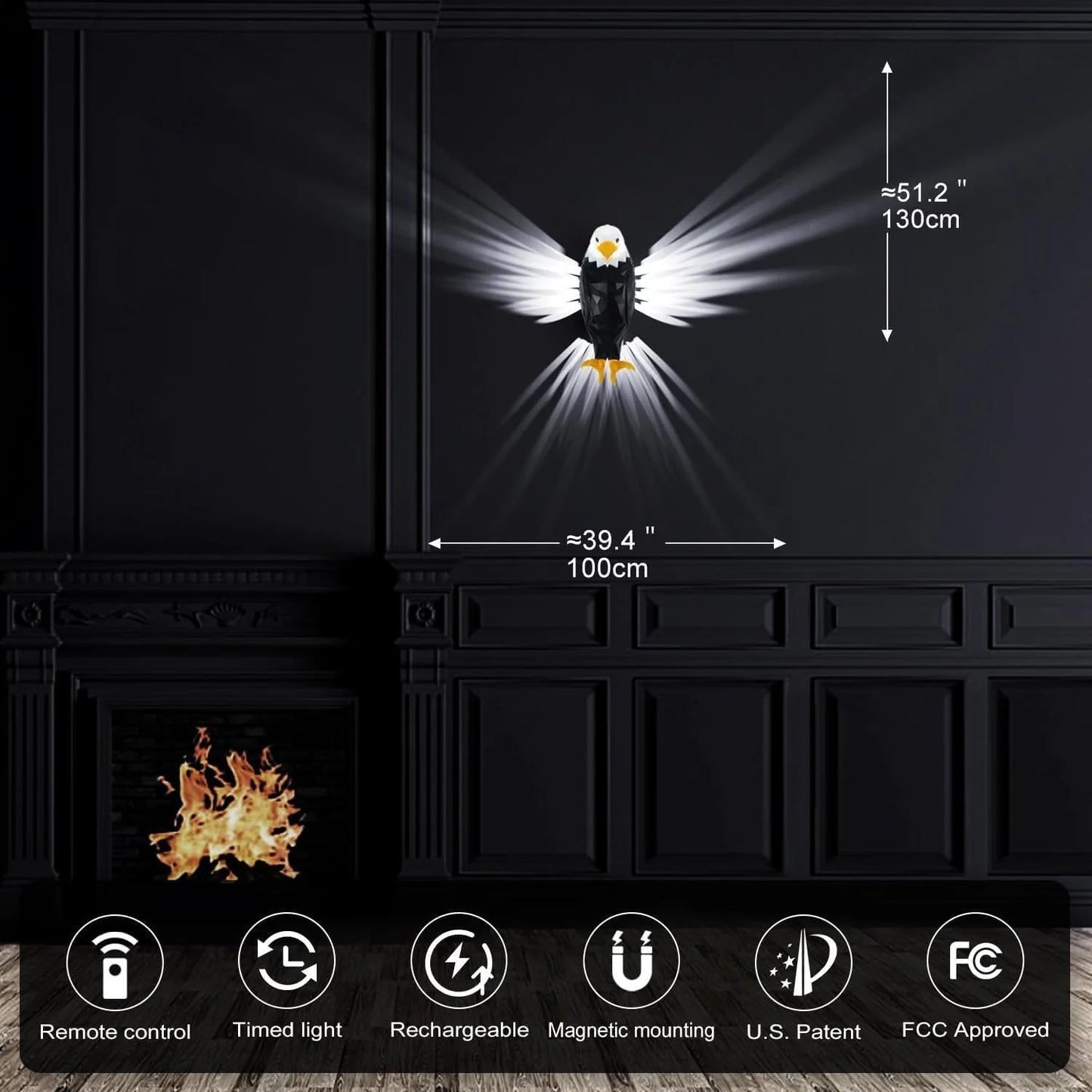 Supreouts Bald Eagle Wall Light – Remote Control LED Night Lamp Share Tweet