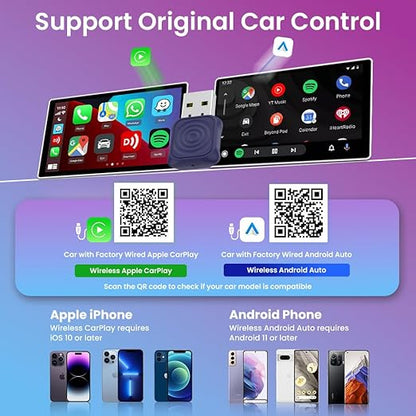 MINI Wireless CarPlay Android Auto Adapter, Ultra Series, Easy to Hide, Stable Connection