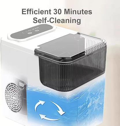 Countertop Ice Maker, One-Click Operation Ice Machine, with Self-Cleaning, 12kg/24H, Removable Ice Basket, for Home,Kitchen,Office, Bar Party