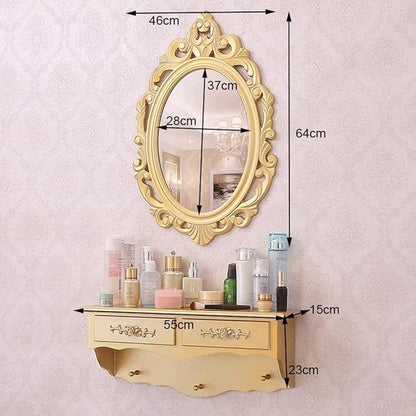 Exquisite dressing table Wall-mounted Dressing Table Mirror Mini Bedroom Bathroom Small Apartment Modern Minimalist Cabinet for Women, Girl