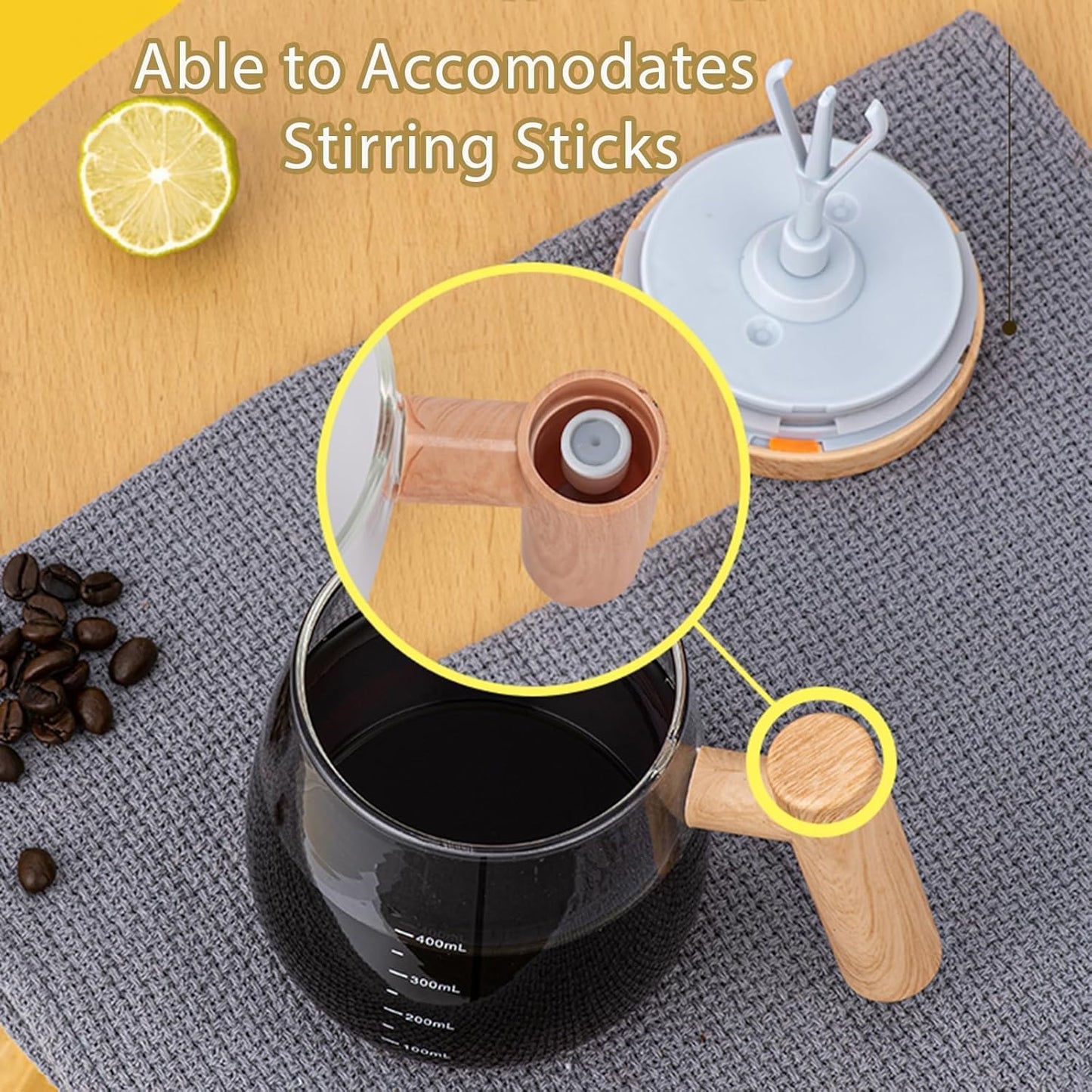 BIGTHREE Self Stirring Mug, Electric High Speed Mixing Cup, Self Stirring Coffee Mug, Glass Automatic Stirring Cup for Coffee/Milk/Protein Powder at Home/Office/Travel, 400ML