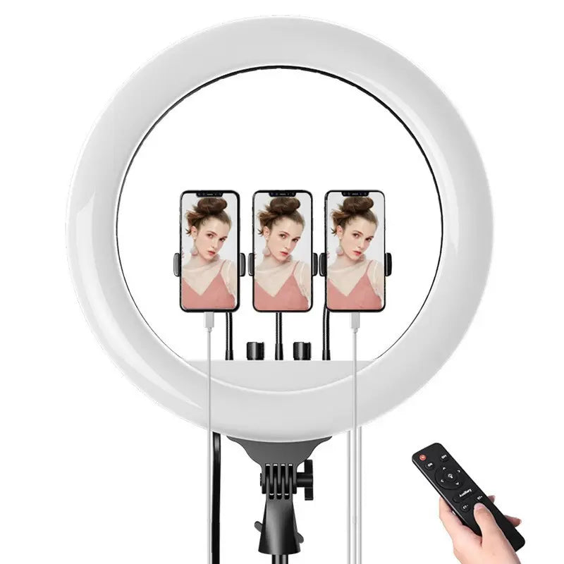 Genuine Super Bright Rl-14 LED Soft Light 3 Color Ring Light With Phone Holder Remote Control for Makeup Studio Portrait Video