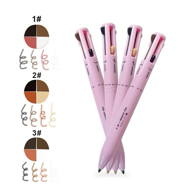 4-in-1 Makeup Pen, Multi-Function Travel Touch Up Pen, Eye Liner, Brow Liner, Lip Liner, & Highlighter Pen