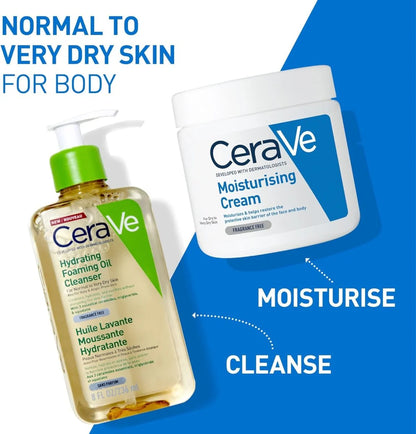 CERAVE CeraVe Hydrating Foaming Oil Cleanser for Normal to Very Dry Skin with Squalane, Triglyceride and 3 Essential Ceramides (For Face and Body), Clear, 236 ml