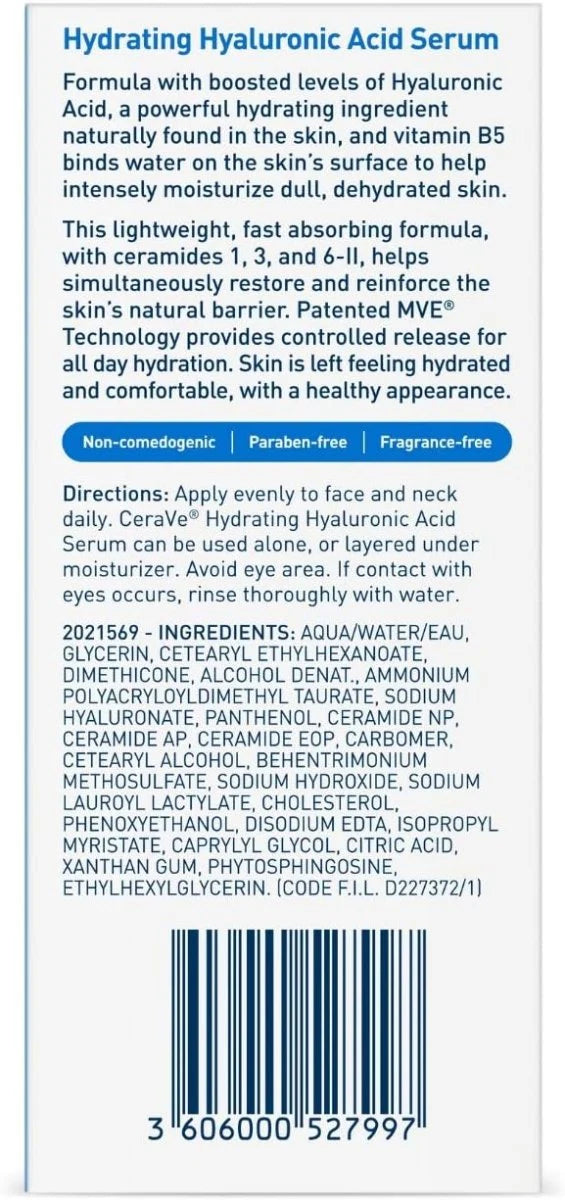 CERAVE Hydrating Hyaluronic Acid Serum 30ML