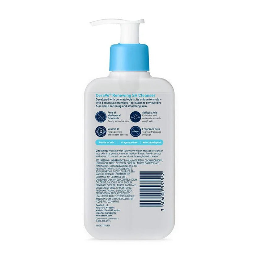 CERAVE Renewing SA Cleanser For Normal Skin With Ceramides And Salicylic Acid, 237ml