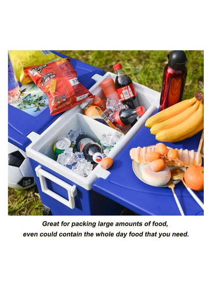 Expandable Cool Box with Wheels and Foldable Picnic Table for Camping