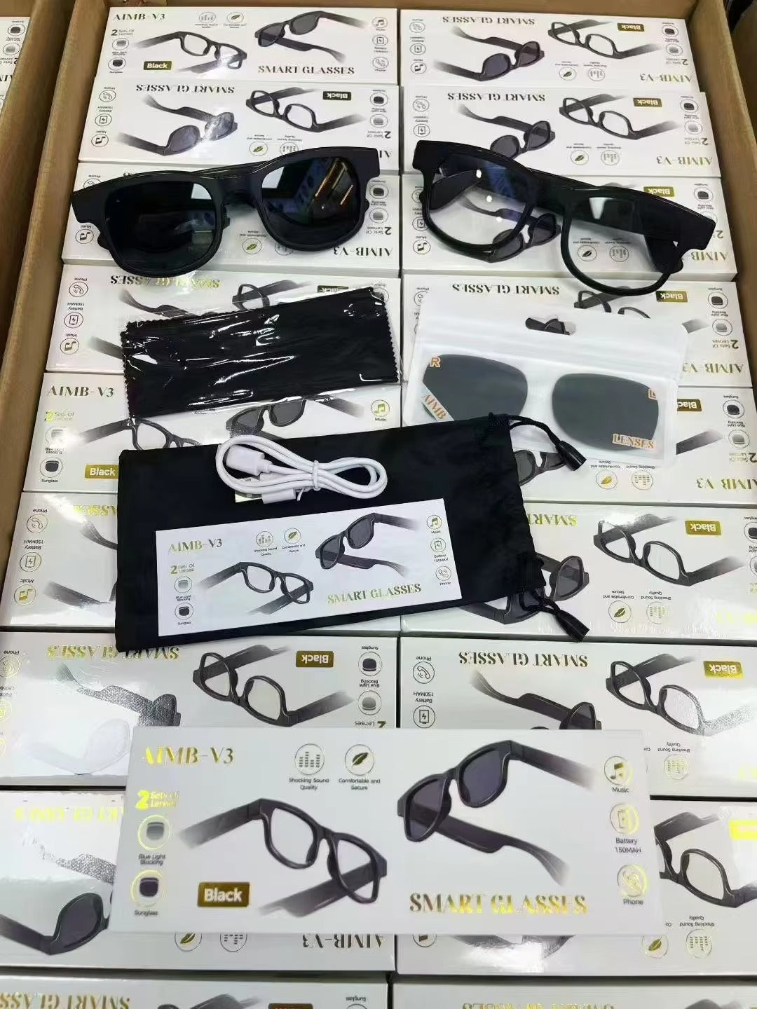 AI Intelligent Glasses Headset Wireless Sunglasses Call Touch Control Voice Assistant Smart Glasses