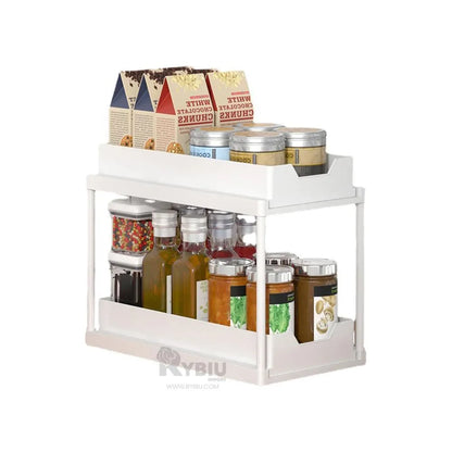 2 Tier Kitchen Shelf Heavy Duty Material White
