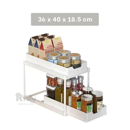 2 Tier Kitchen Shelf Heavy Duty Material White